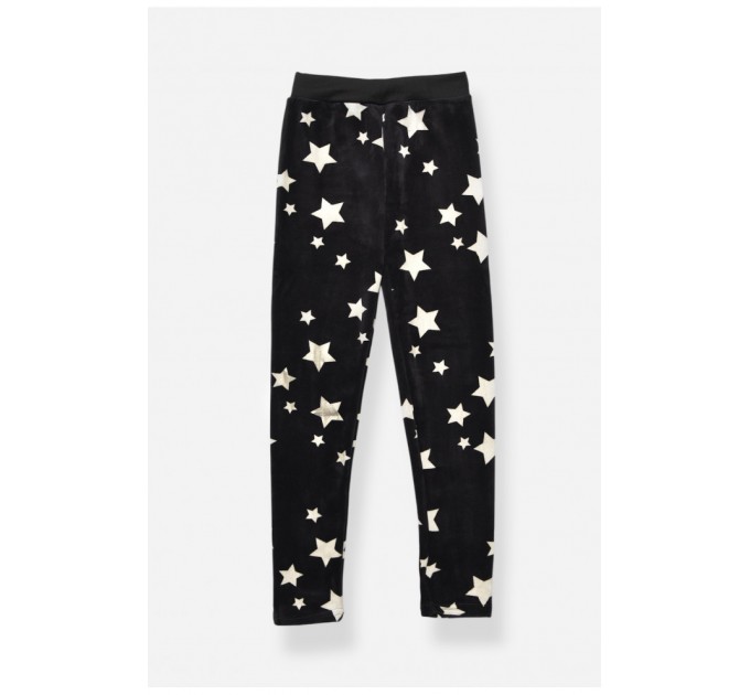 Лосины детские велюровые для девочки с начесом черного цвета 191064L