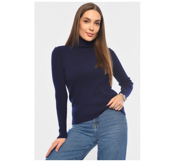 Гольф жіночий однотонний темно-синього кольору 191259L