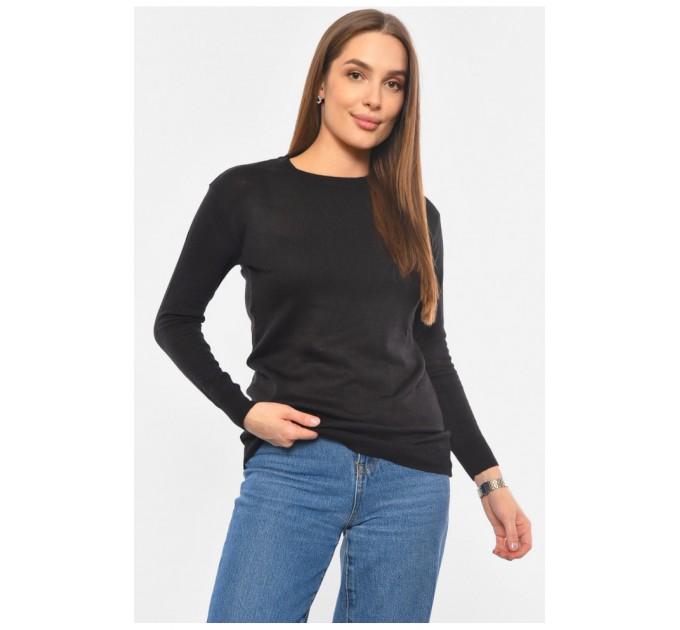 Светр жіночий тонкий чорного кольору однотонний 191282L
