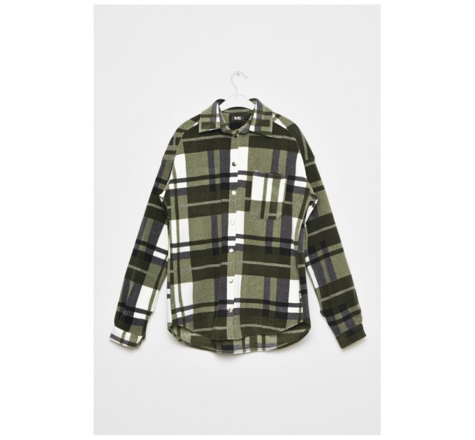 Детская рубашка для девочки флисовая зеленого цвета 191460L