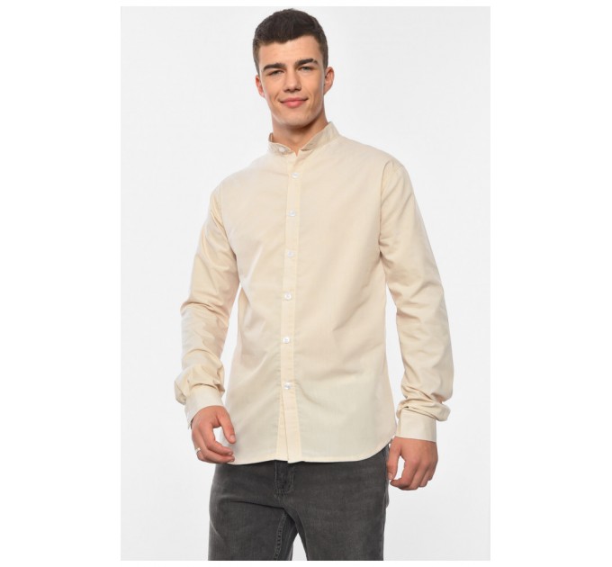 Сорочка чоловіча однотонна бежевого кольору 191629L