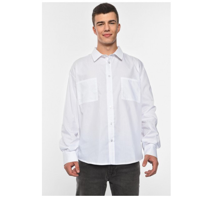 Сорочка чоловіча однотонна білого кольору 191649L