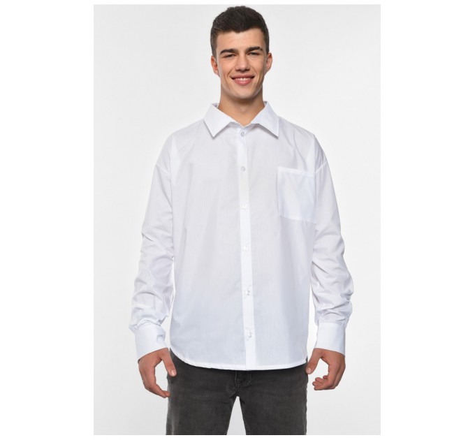 Сорочка чоловіча однотонна білого кольору 191654L