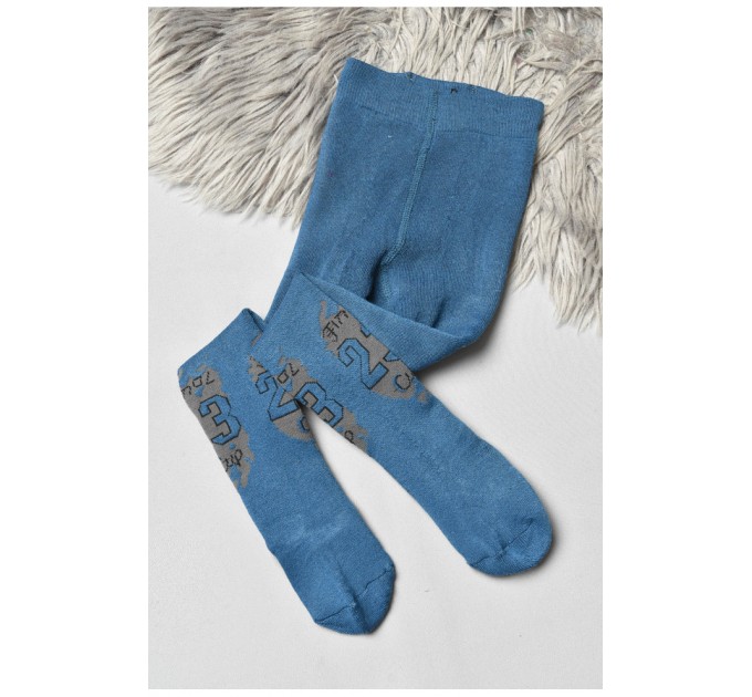 Колготы детские махровые для мальчика темно-синего цвета с рисунком 191739L.