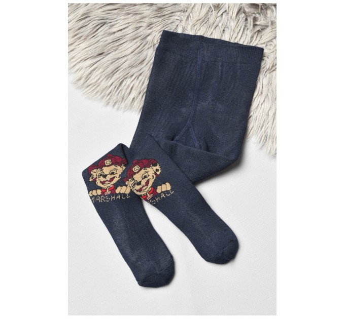 Колготы детские махровые для мальчика темно-синего цвета с рисунком 191775L.