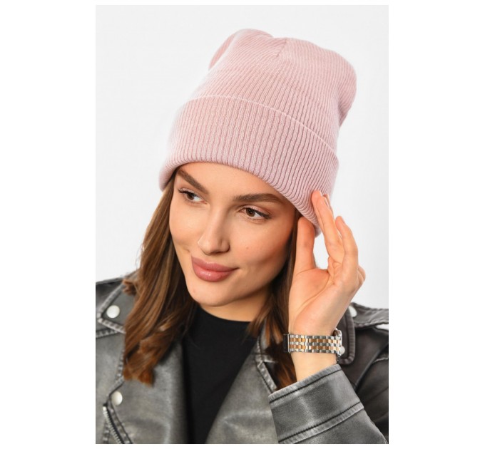 Шапка жіноча демісезонна рожевого кольору 191894L