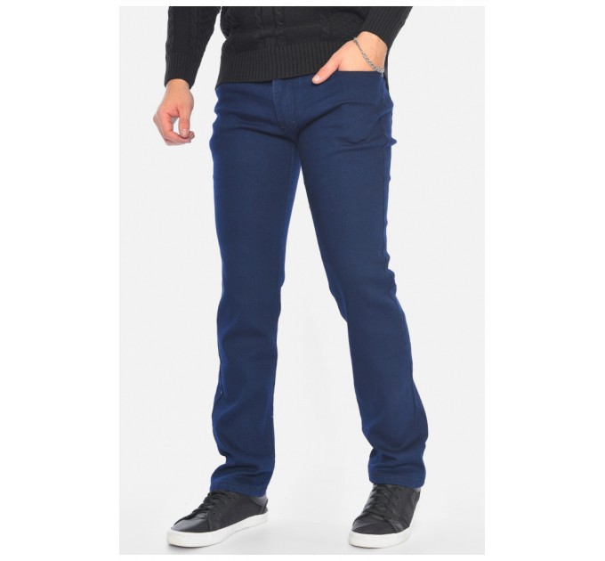 Джинси чоловічі однотонні синього кольору 192355L
