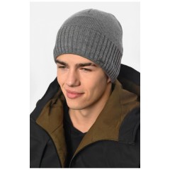Шапка чоловіча на флісе сірого кольору 192427L Шапка чоловіча на флісе сірого кольору 192427L