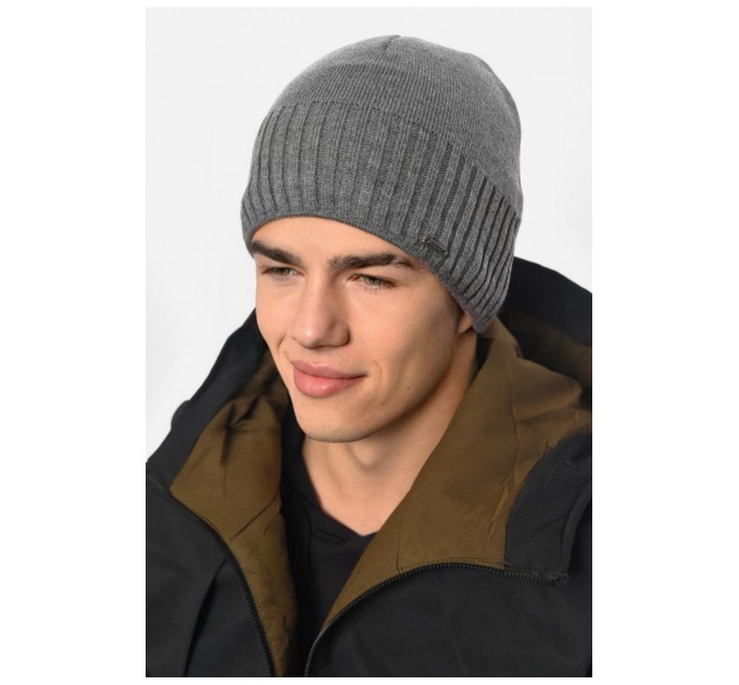 Шапка чоловіча на флісе сірого кольору 192427L