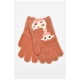 Детские перчатки с начесом коричневого цвета с рисунком 192708L