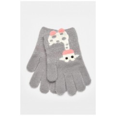 Детские перчатки с начесом серого цвета с рисунком 192709L Детские перчатки с начесом серого цвета с рисунком 192709L