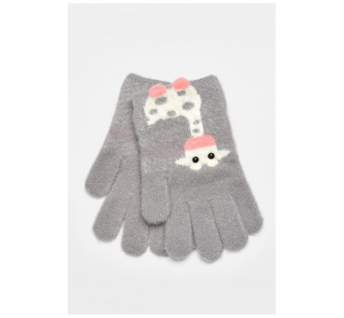 Детские перчатки с начесом серого цвета с рисунком 192709L