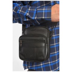 Сумка чоловіча через плече з екошкіри чорного кольору 192819L