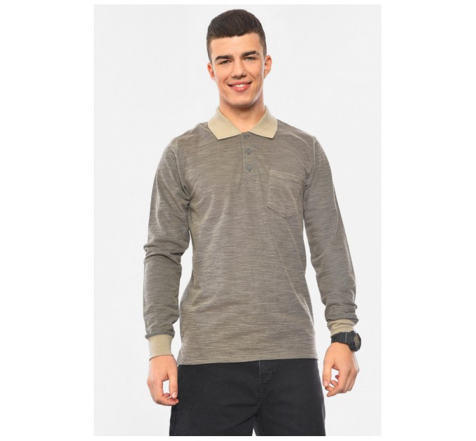 Кофта поло мужская полубатальная коричневого цвета 193066L