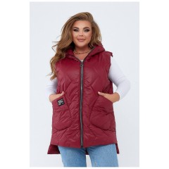 Жилетка женская полубатальная бордового цвета 193083L.