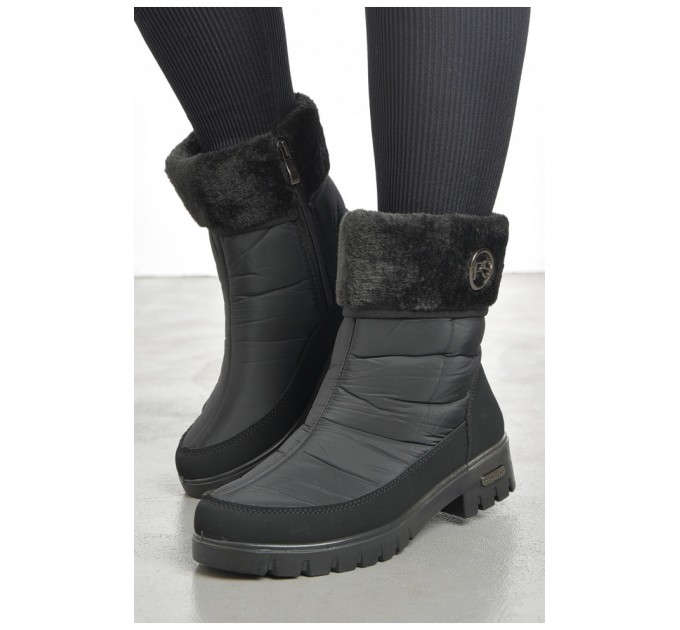 Дутики женские на меху черного цвета 193132L