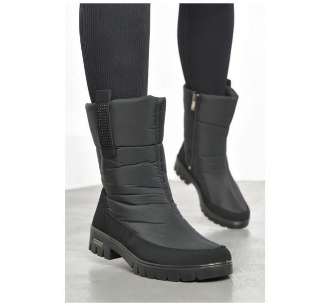 Дутики жіночі на хутрі чорного кольору 193143L