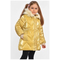 Куртка дитяча для дівчинки єврозима на штучному хутрі гірчичного кольору 193348L