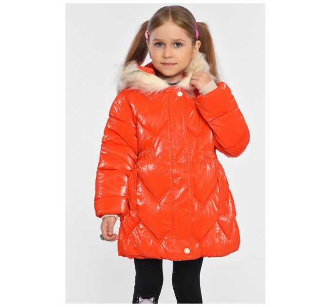 Куртка дитяча для дівчинки єврозима на штучному хутрі червоного кольору 193349L