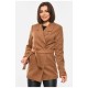 Пальто жіноче на запах коричневого кольору 193361L