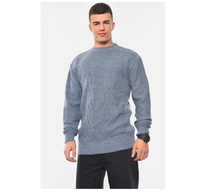 Свитер мужской однотонный синего цвета 193384L