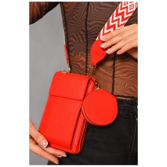 Женский клатч из экокожи красного цвета 193572L