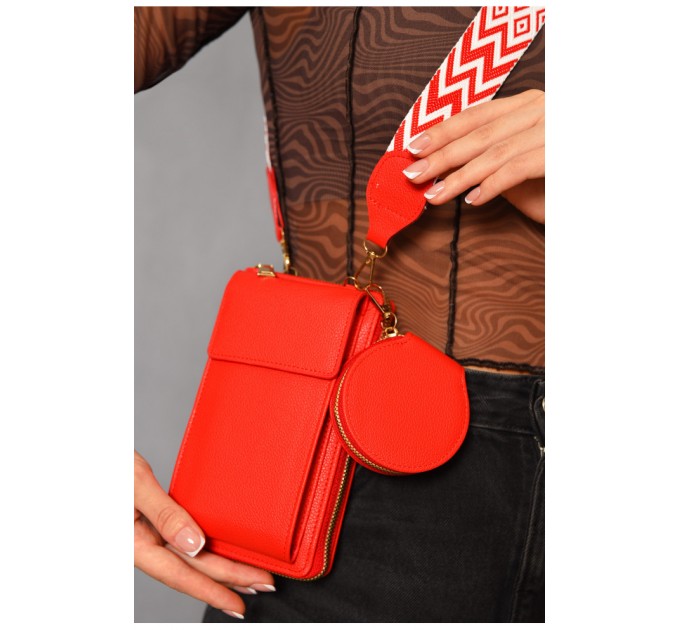 Женский клатч из экокожи красного цвета 193572L