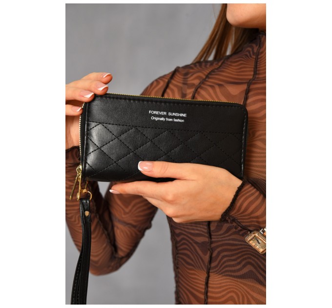 Гаманець жіночий з екошкіри чорного кольору 193656L