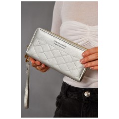 Гаманець жіночий з екошкіри сірого кольору 193661L