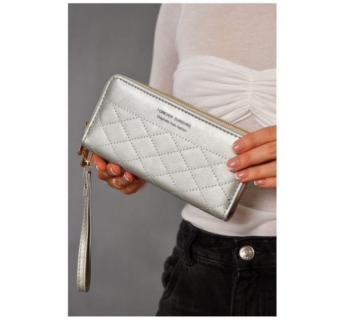 Гаманець жіночий з екошкіри сірого кольору 193661L