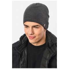 Шапка чоловіча на флісі сірого кольору 193741L Шапка чоловіча на флісі сірого кольору 193741L