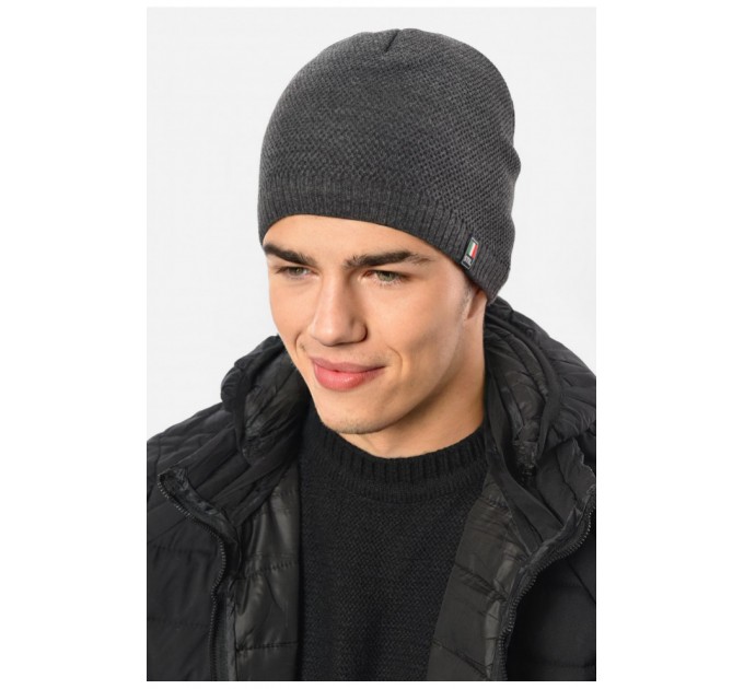 Шапка чоловіча на флісі сірого кольору 193741L