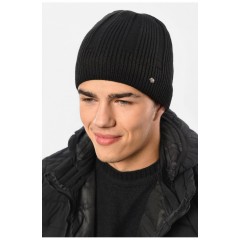 Мужская шапка на флисе черного цвета 193764L
