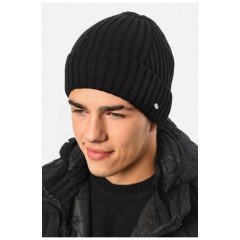 Шапка чоловіча на флісі чорного кольору 193779L
