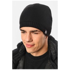 Мужская шапка на флисе черного цвета 193787L