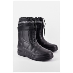 Чоботи чоловічі піна на штучному хутрі чорного кольору 194010L