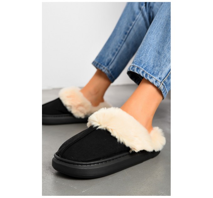 Капці-уггі жіночі чорного кольору штучна замша 194012L