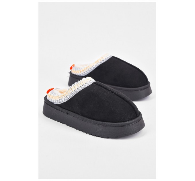 Капці-уггі дитячі штучна замша чорного кольору 194019L