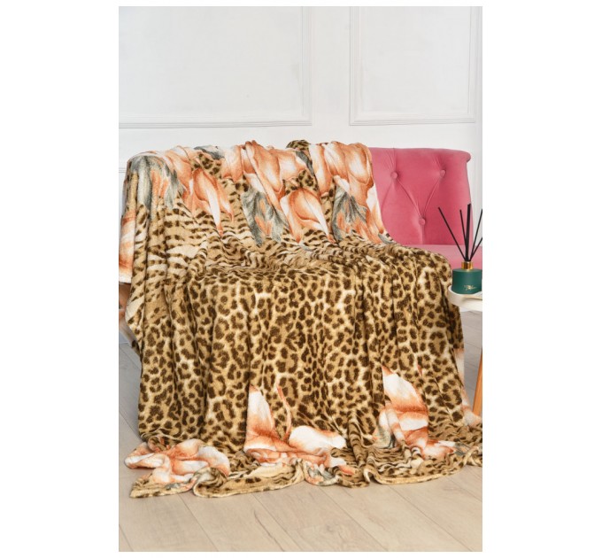 Плед бежевого цвета с принтом размер 200*230 194129L