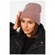 Шапка женская зимняя однотонного темно-розового цвета 194147L