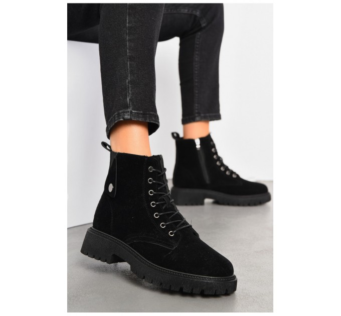 Черевики жіночі зимові чорного кольору на хутрі 194159L