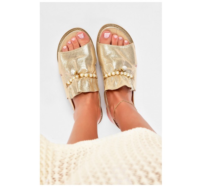 Босоніжки жіночі золотистого кольору 194395L