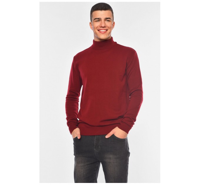 Свитер мужской однотонный бордового цвета 194472L