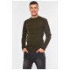 Свитер мужской однотонный темно-зеленого цвета 194508L