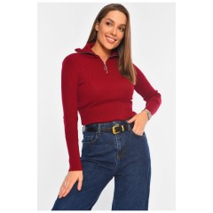 Гольф женский однотонный бордового цвета 194561L