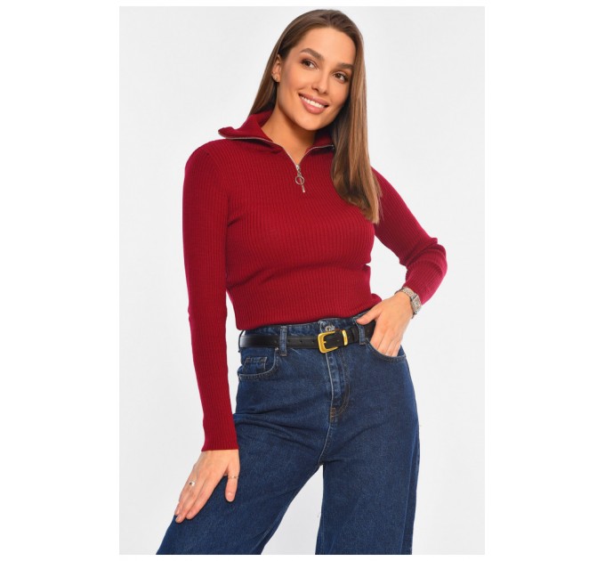 Гольф женский однотонный бордового цвета 194561L