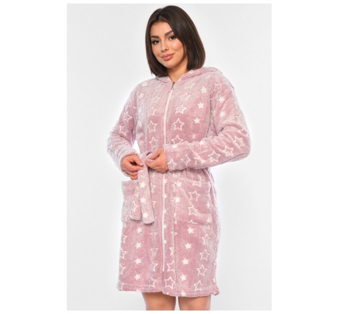 Халат женский пудрового цвета с принтом 194750L