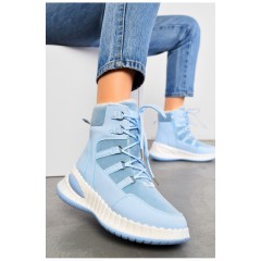 Черевики жіночі зимові на хурті блакитного кольору 195047L