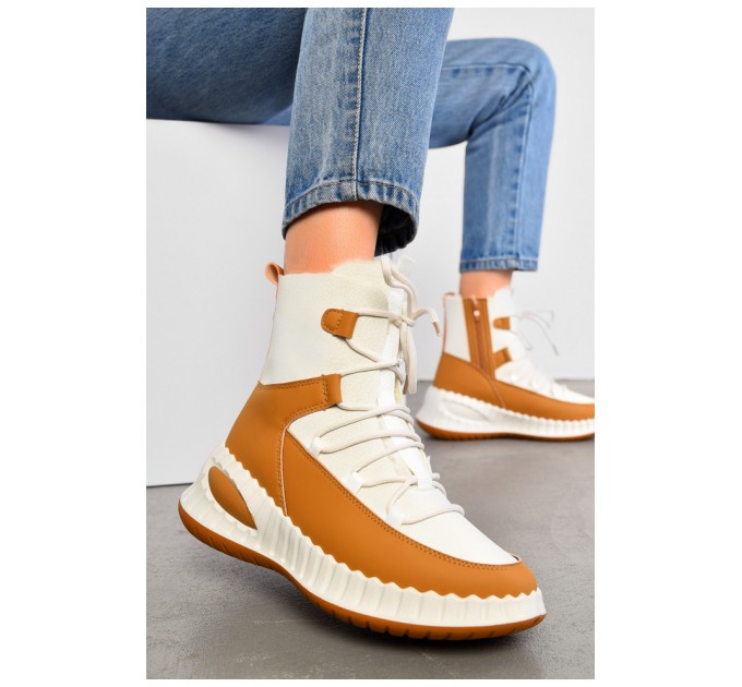 Ботинки женские зимние на шерсти коричневого цвета 195048L