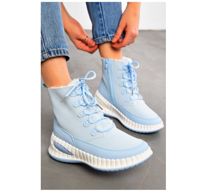 Черевики жіночі зимові на хурті блакитного кольору 195049L